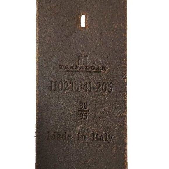 Vintage Trafalgar Italian Coin Belt Crackle Leather Bronze Rustic Sz L Brown - Picture 6 of 13